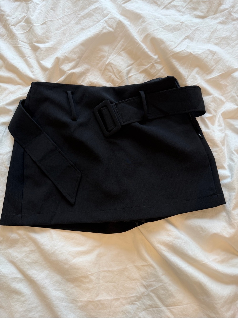 Zara Black Mini Skort with Wide Waist Belt